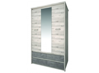 Трехстворчатый шкаф для одежды с зеркалом Джаз 3DG4S Z оникс