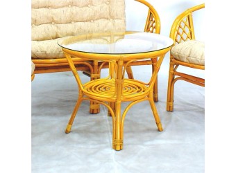 Кофейный стол Багама Classic Rattan 03/10A из натурального ротанга со стеклом