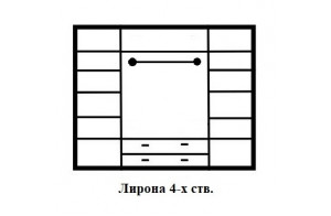 Четырехстворчатый шкаф для одежды Лирона MUR-103-04 st с зеркалом