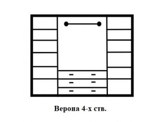 Четырехстворчатый шкаф для одежды Верона MUR-102-04 st с зеркалом