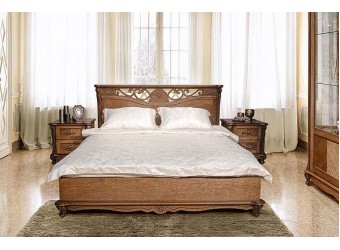 Кровать двойная Алези (античная бронза) с подъемным механизмом,низкое изножье