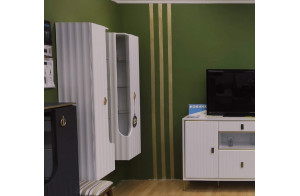 Шкаф-витрина навесной Лоренсо МН-043-02/03 белый Распродажа с экспозиции