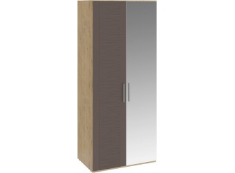 Шкаф для одежды с 1 глухой и 1 зеркальной дверями «Николь» (Бунратти/Фон Коричневый) СМ-295.07.005 R